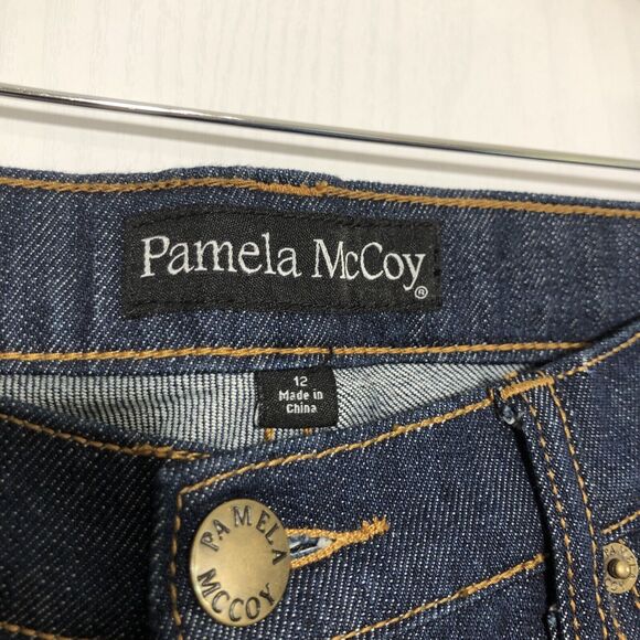 Pamela McCoy Jeans Womens 12 Blue Bootcut Dark Embroidered Paisley Cinch New - Picture 7 of 13